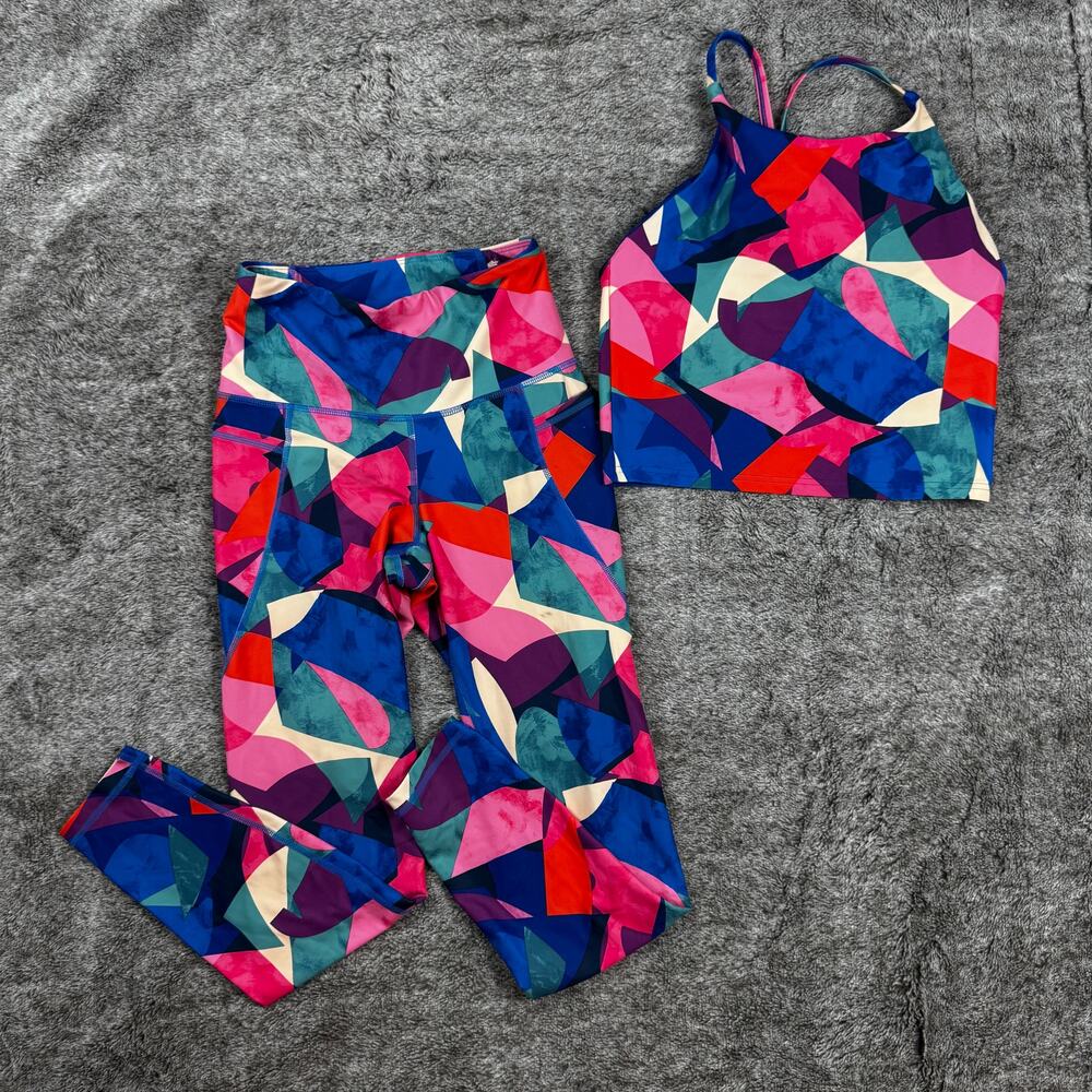 Old Navy Activewear Set Women's Small/Medium Blue Geometric